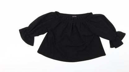 Womens UK Size M PRETTYLITTLETHING Black Basic Blouse
