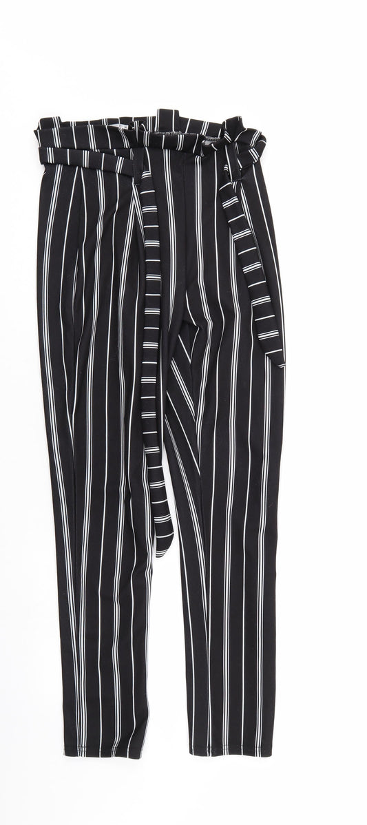 Select Womens Black Striped  Trousers  Size 8 L29 in