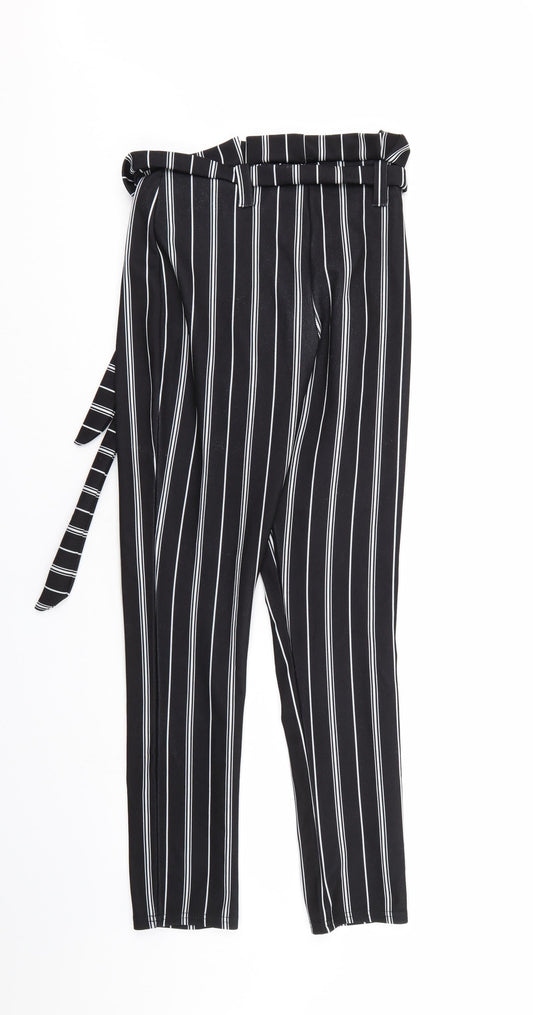 Select Womens Black Striped  Trousers  Size 8 L29 in