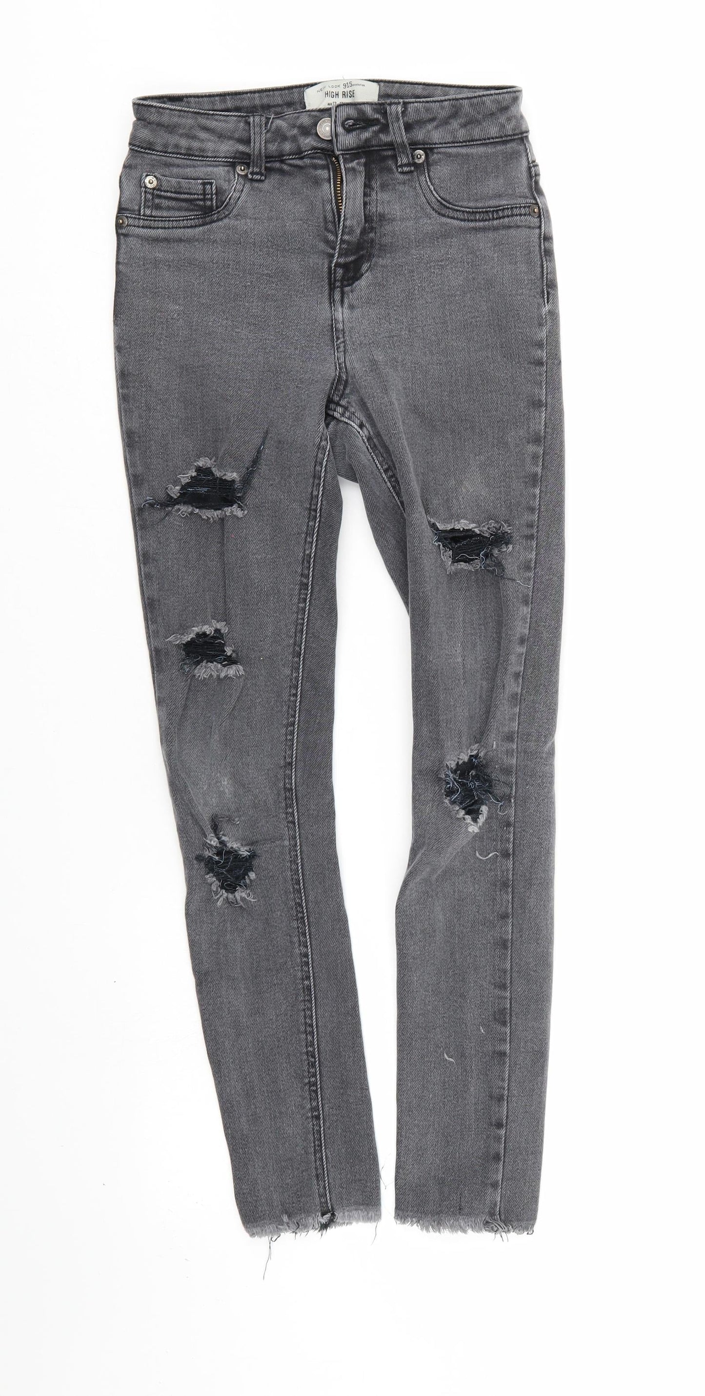 New Look Girls Grey   Skinny Jeans Size 13 Years - Distressed