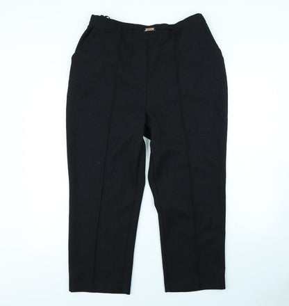 Womens UK Size 16 Papaya Regular Fit Dress Pants Black Trousers