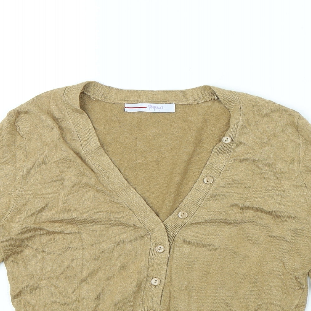 Papaya Womens Beige  Rayon Cardigan Jumper Size 8