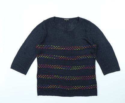 Casamia Womens Blue Striped  Pullover Jumper Size S