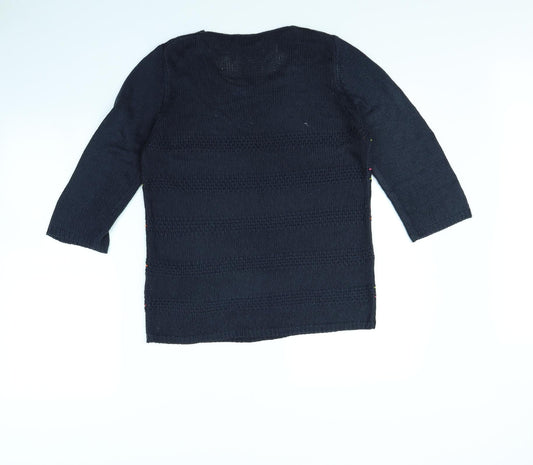 Casamia Womens Blue Striped  Pullover Jumper Size S