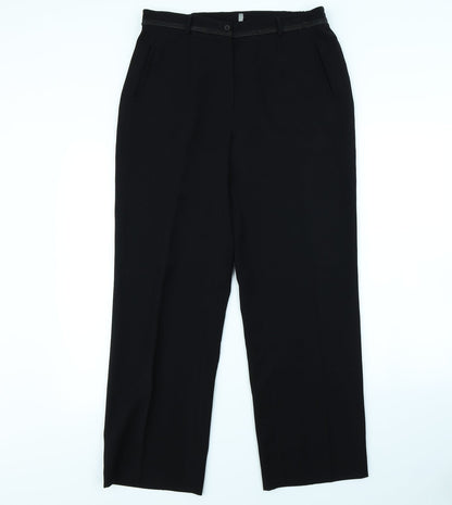 Womens UK Size 14 Gelco Regular Fit Dress Pants Black Trousers