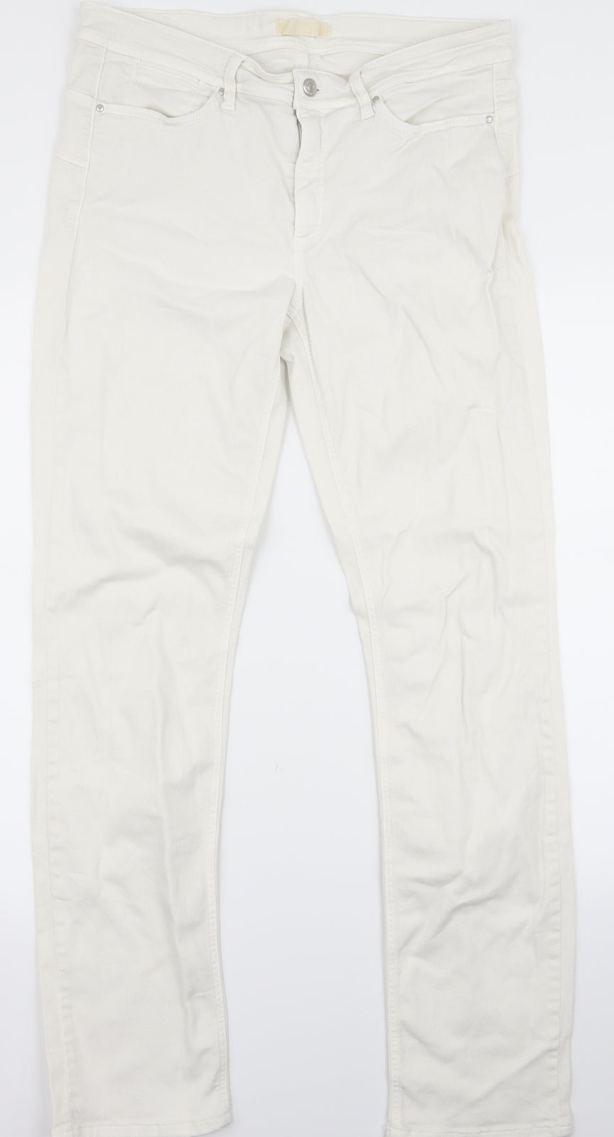 Womens UK Size 32 Preworn Regular Fit Skinny White Jeans