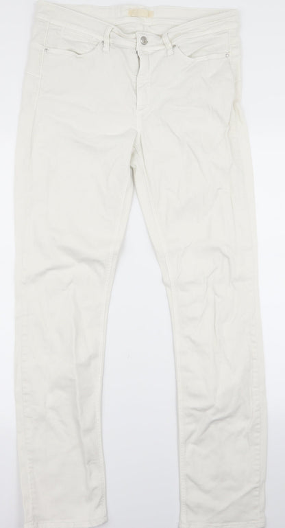 Womens UK Size 32 Preworn Regular Fit Skinny White Jeans