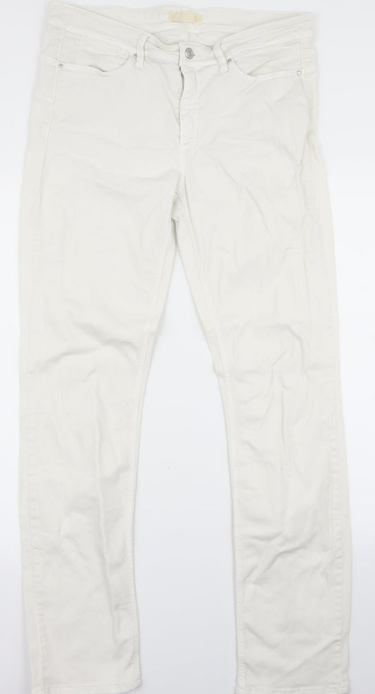 Womens UK Size 32 Preworn Regular Fit Skinny White Jeans