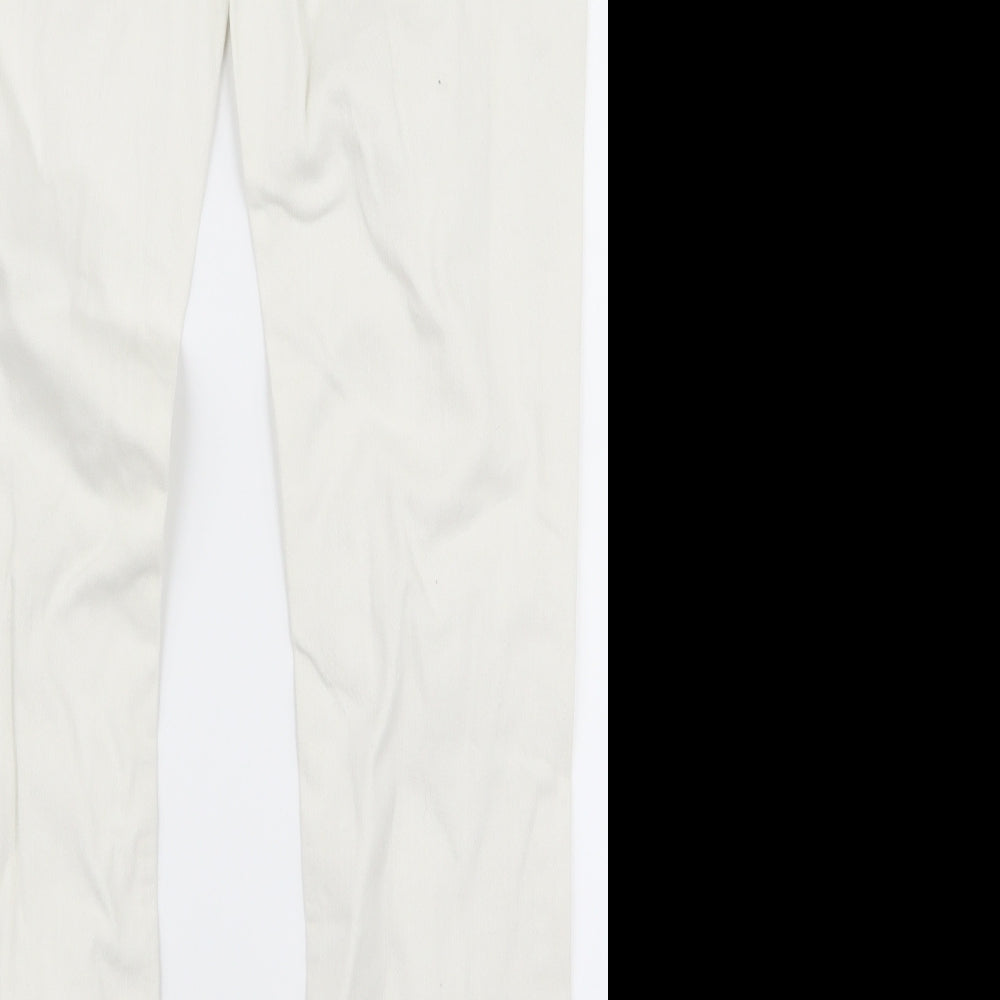 Womens UK Size 32 Preworn Regular Fit Skinny White Jeans