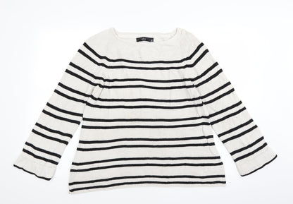 Ellos Womens White Striped  Pullover Jumper Size 14