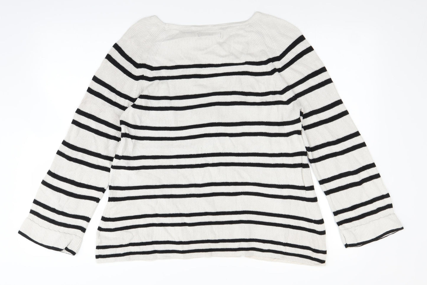 Ellos Womens White Striped  Pullover Jumper Size 14