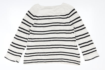 Ellos Womens White Striped  Pullover Jumper Size 14