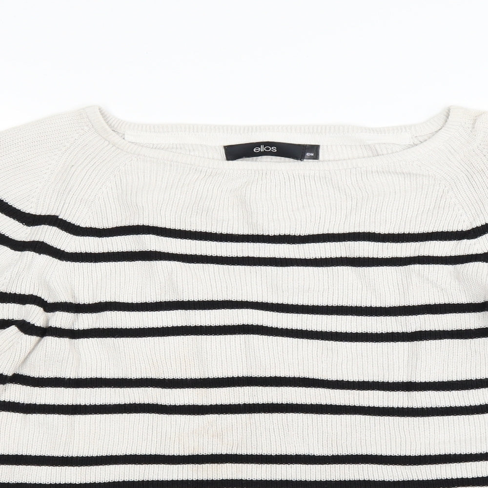 Ellos Womens White Striped  Pullover Jumper Size 14