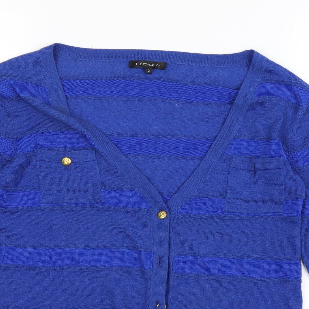 Leo Guy Womens Blue   Cardigan Jumper Size M