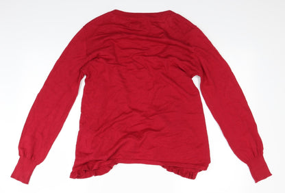 Tot Du Mond Womens Red   Cardigan Jumper Size L