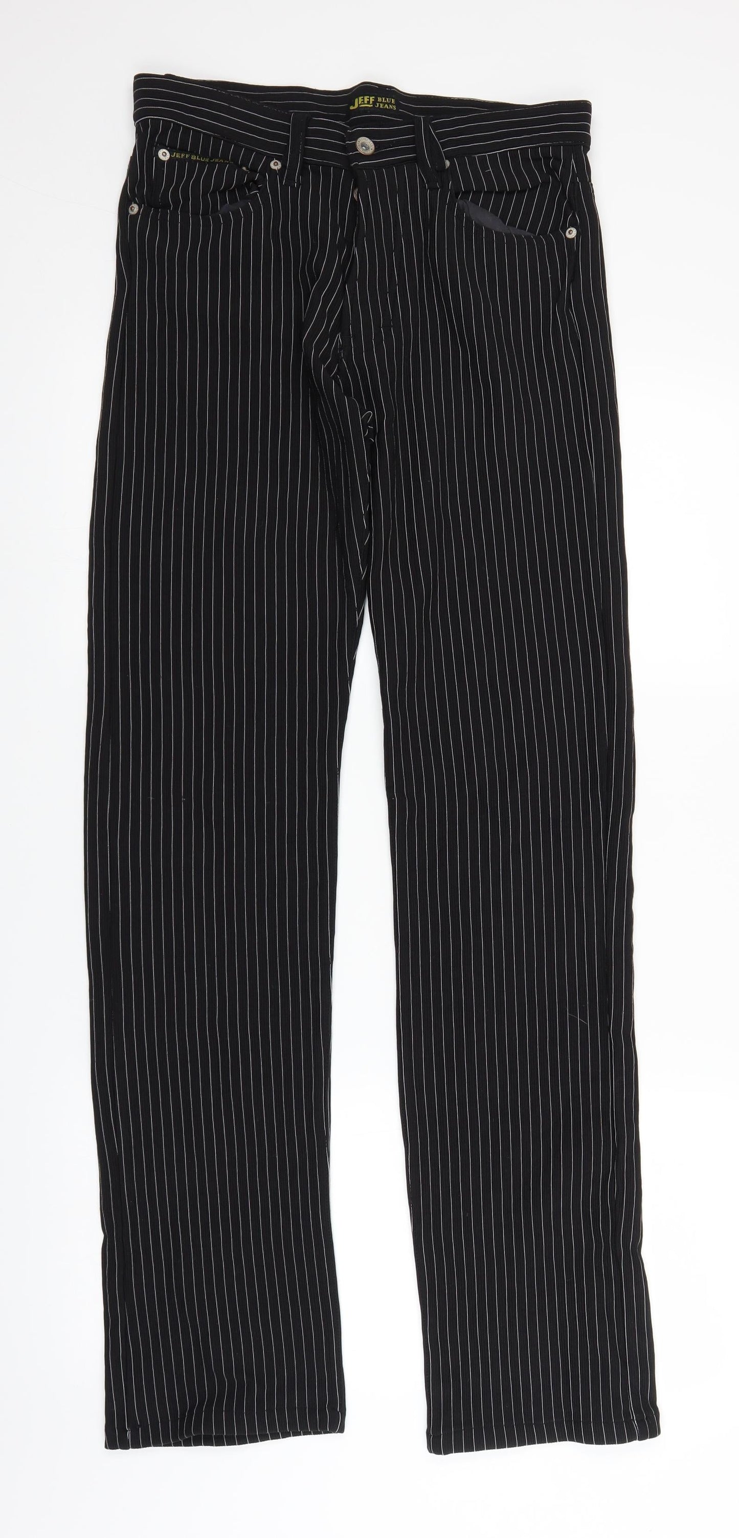 Jeff Womens Black Striped  Trousers  Size 28 in L32 in
