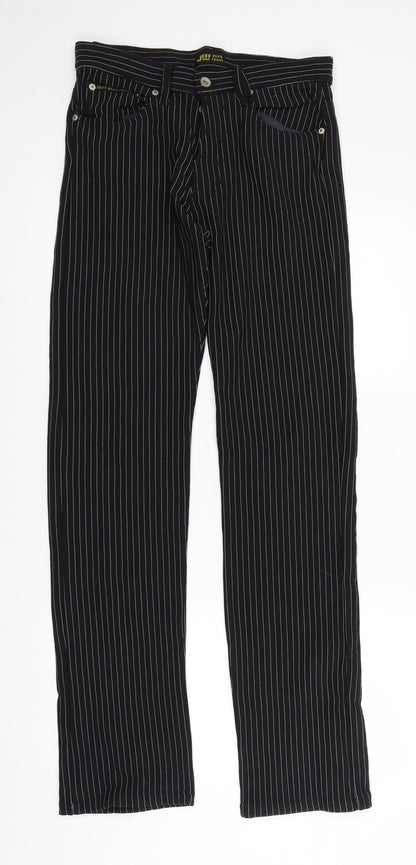 Jeff Womens Black Striped  Trousers  Size 28 in L32 in