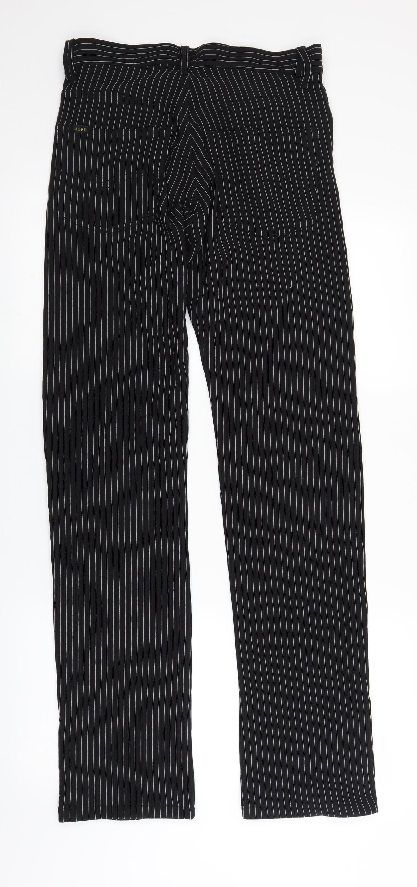 Jeff Womens Black Striped  Trousers  Size 28 in L32 in