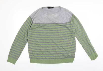 Cedar Wood State Mens Green Striped  Pullover Jumper Size L