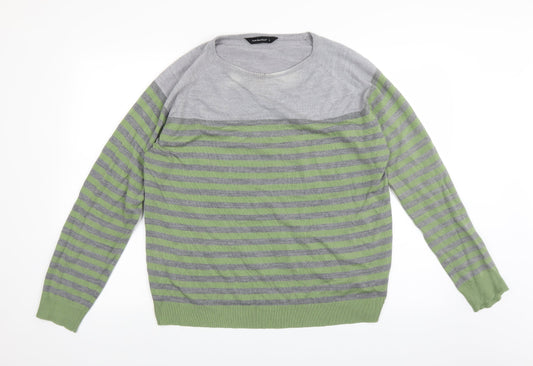 Cedar Wood State Mens Green Striped  Pullover Jumper Size L