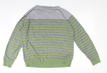 Cedar Wood State Mens Green Striped  Pullover Jumper Size L