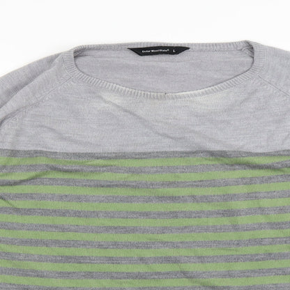 Cedar Wood State Mens Green Striped  Pullover Jumper Size L