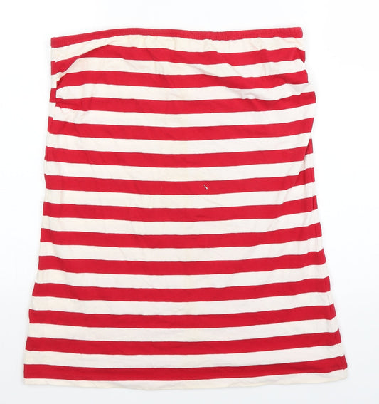 EDITIONS Womens Red Striped  Basic Tank Size 16