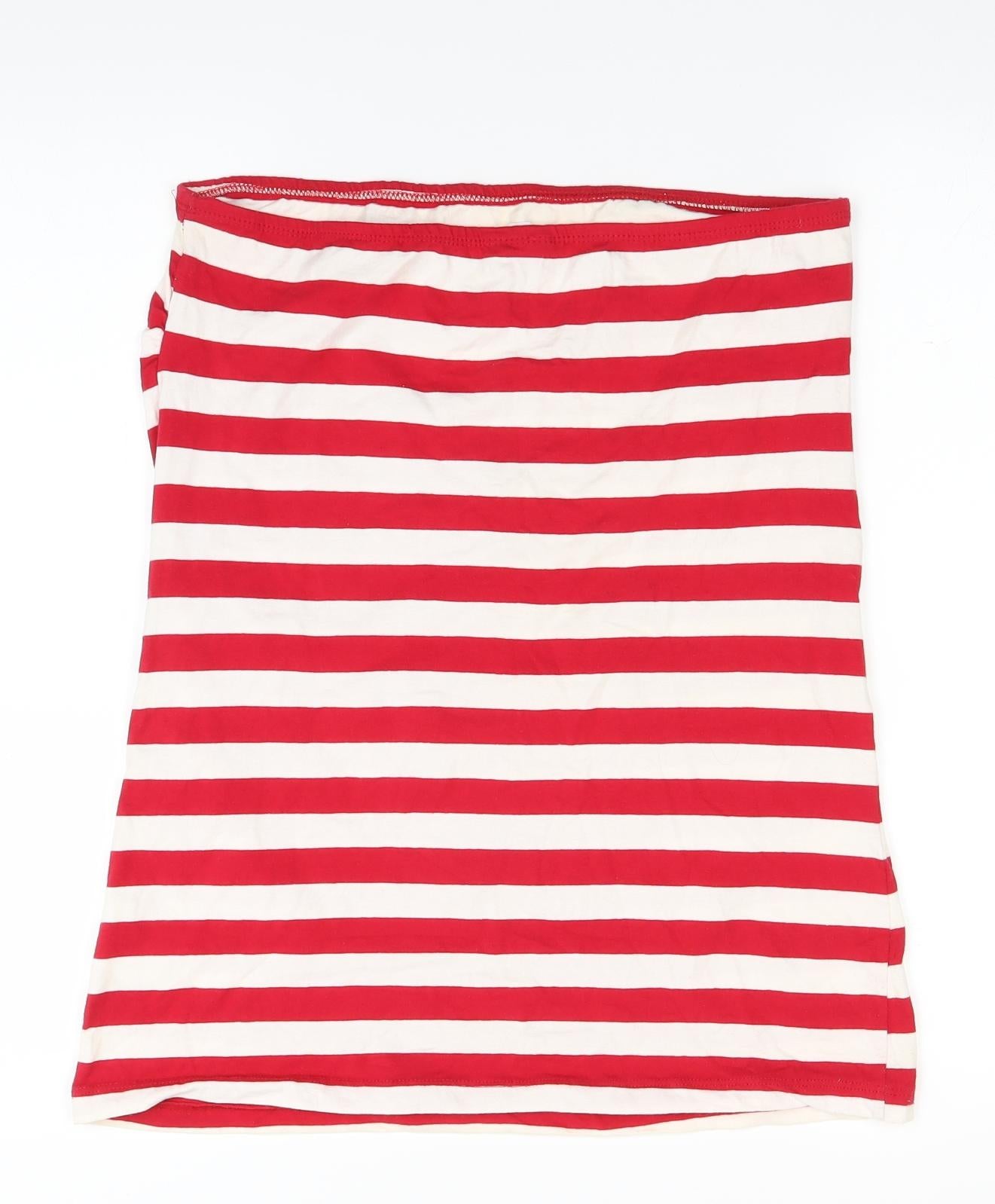 EDITIONS Womens Red Striped  Basic Tank Size 16