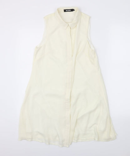 Womens UK Size 8 Missguided Ivory Basic Button-Up