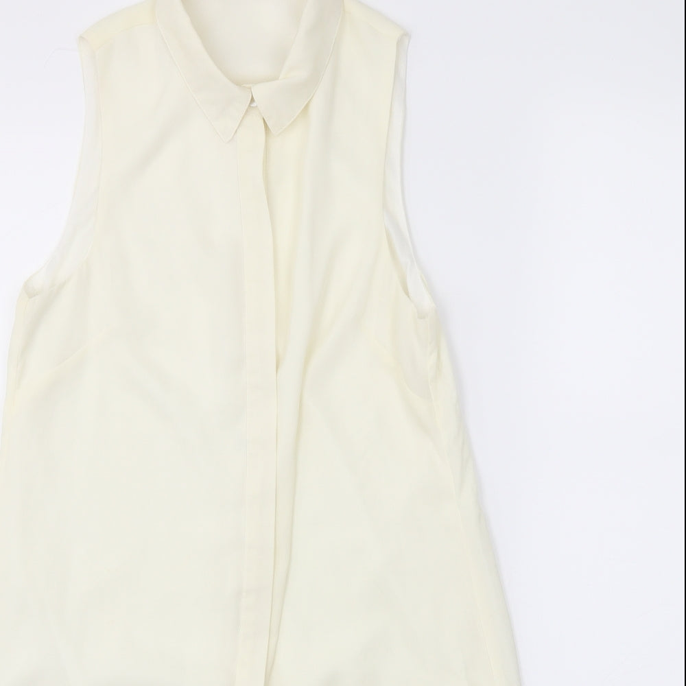 Womens UK Size 8 Missguided Ivory Basic Button-Up