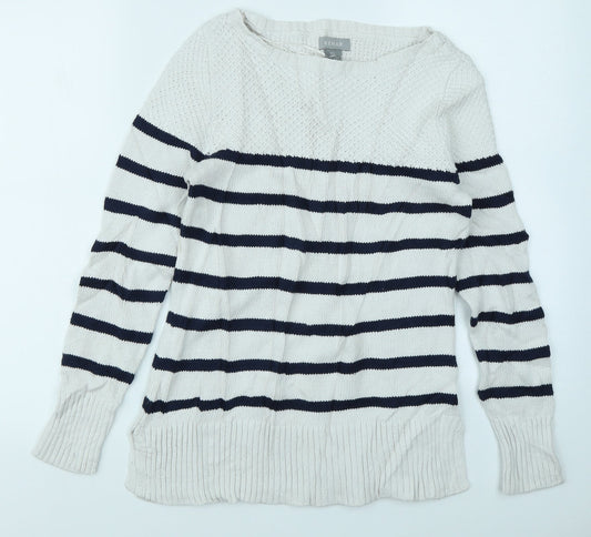 Kenar Womens White Striped  Pullover Jumper Size S