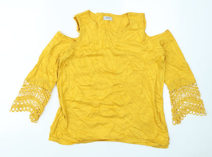 Soon Womens Yellow   Pullover Jumper Size 14  - cold shoulder