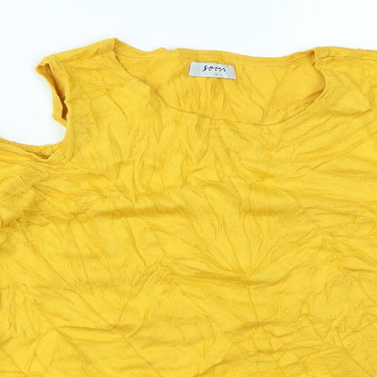 Soon Womens Yellow   Pullover Jumper Size 14  - cold shoulder