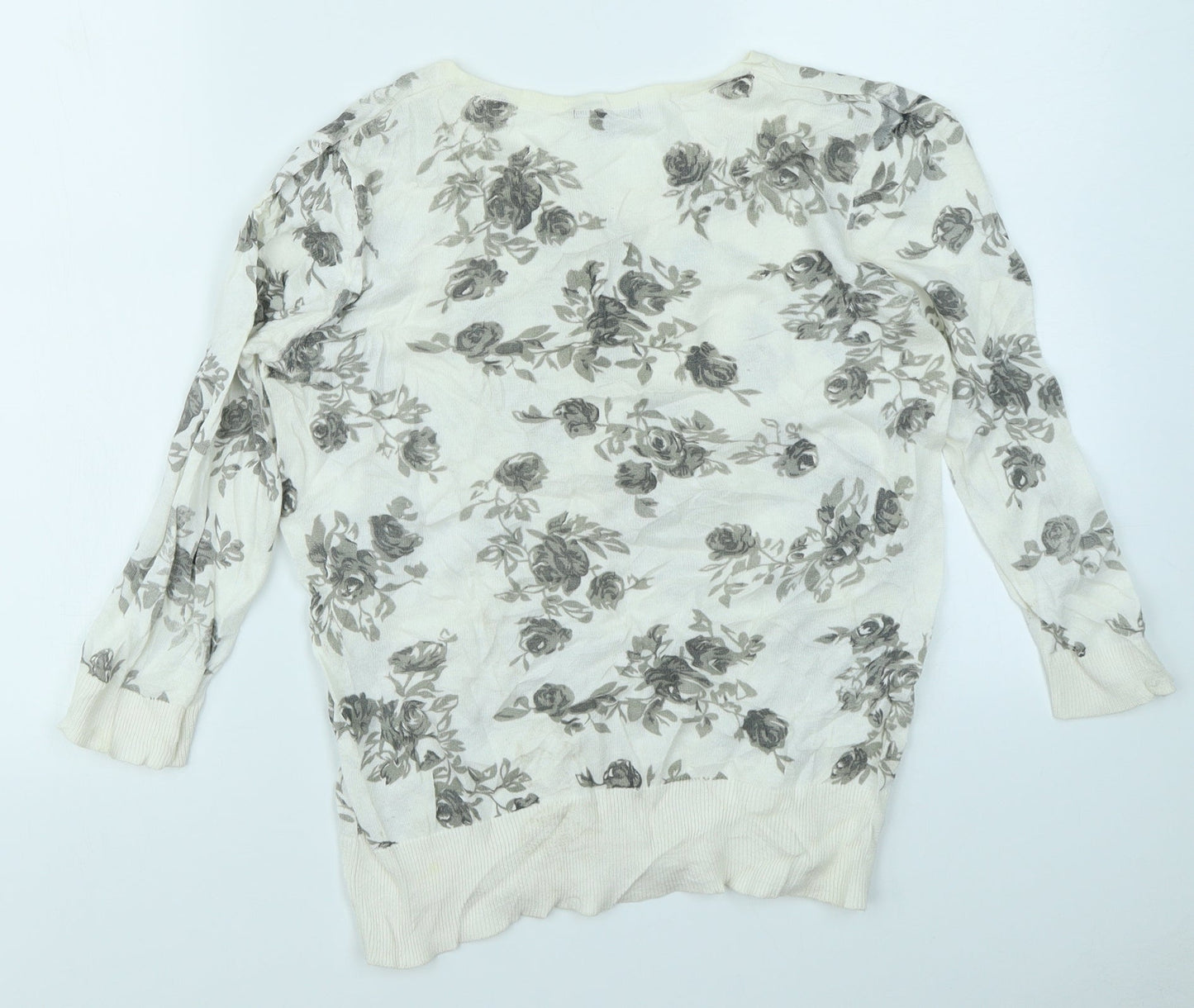 Papaya Womens White Floral  Cardigan Jumper Size 12