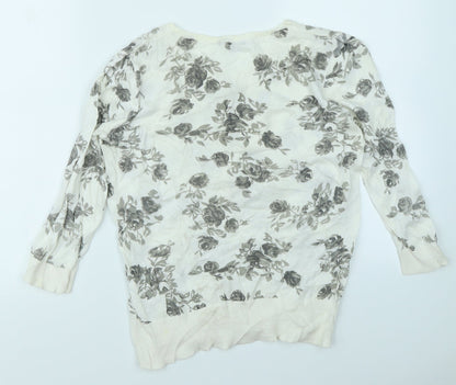 Papaya Womens White Floral  Cardigan Jumper Size 12