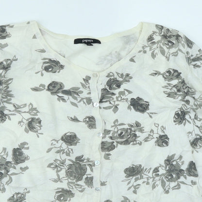 Papaya Womens White Floral  Cardigan Jumper Size 12