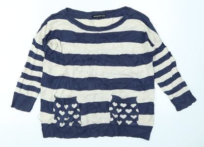Atmosphere Womens Blue Striped  Pullover Jumper Size 12