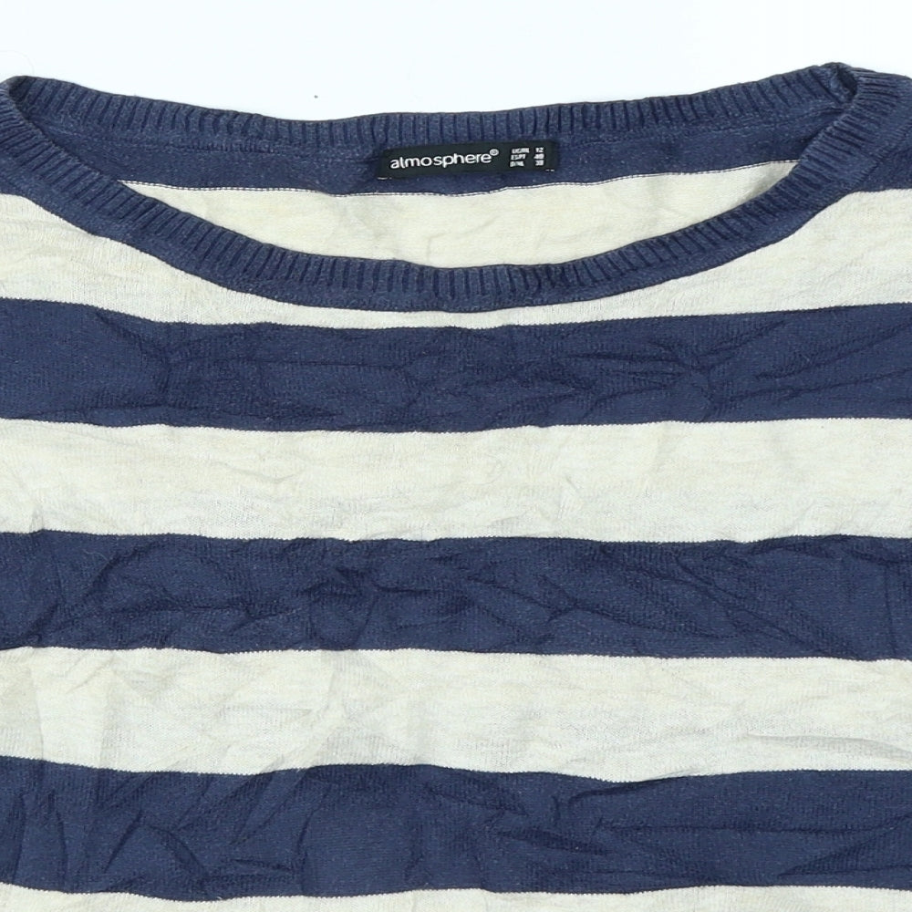 Atmosphere Womens Blue Striped  Pullover Jumper Size 12