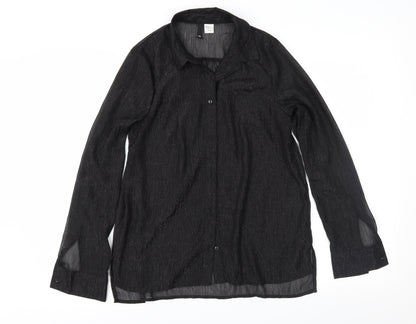 Womens UK Size 10 H&M Black Basic Button-Up