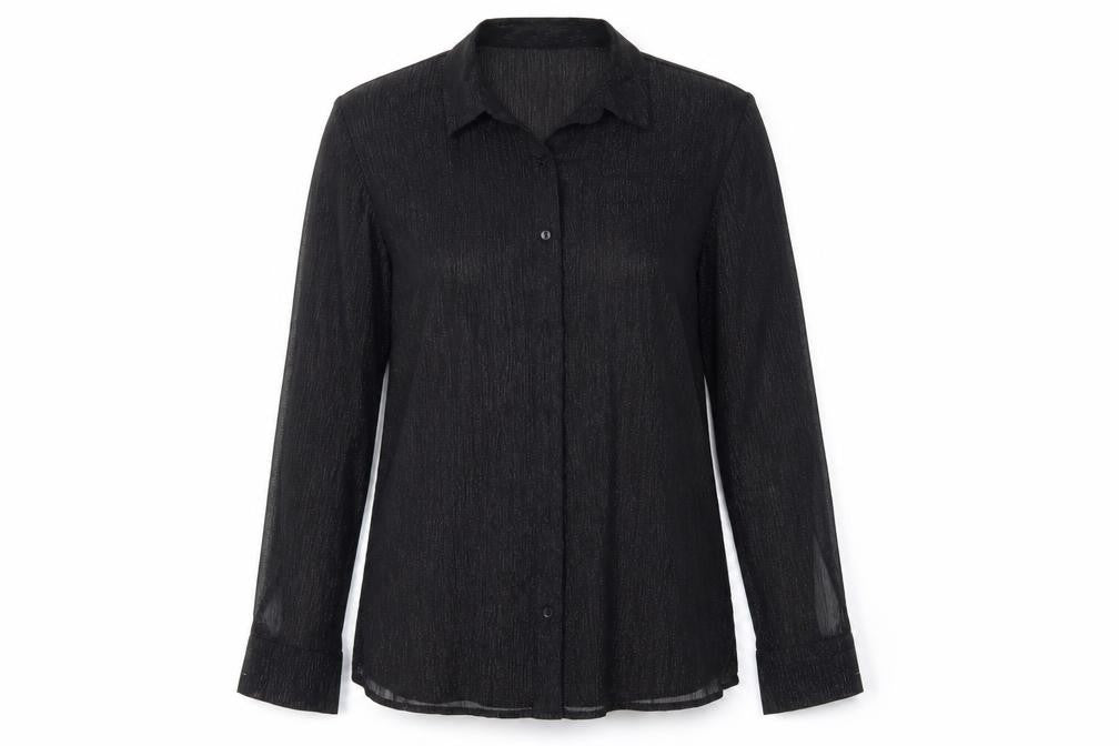 Womens UK Size 10 H&M Black Basic Button-Up