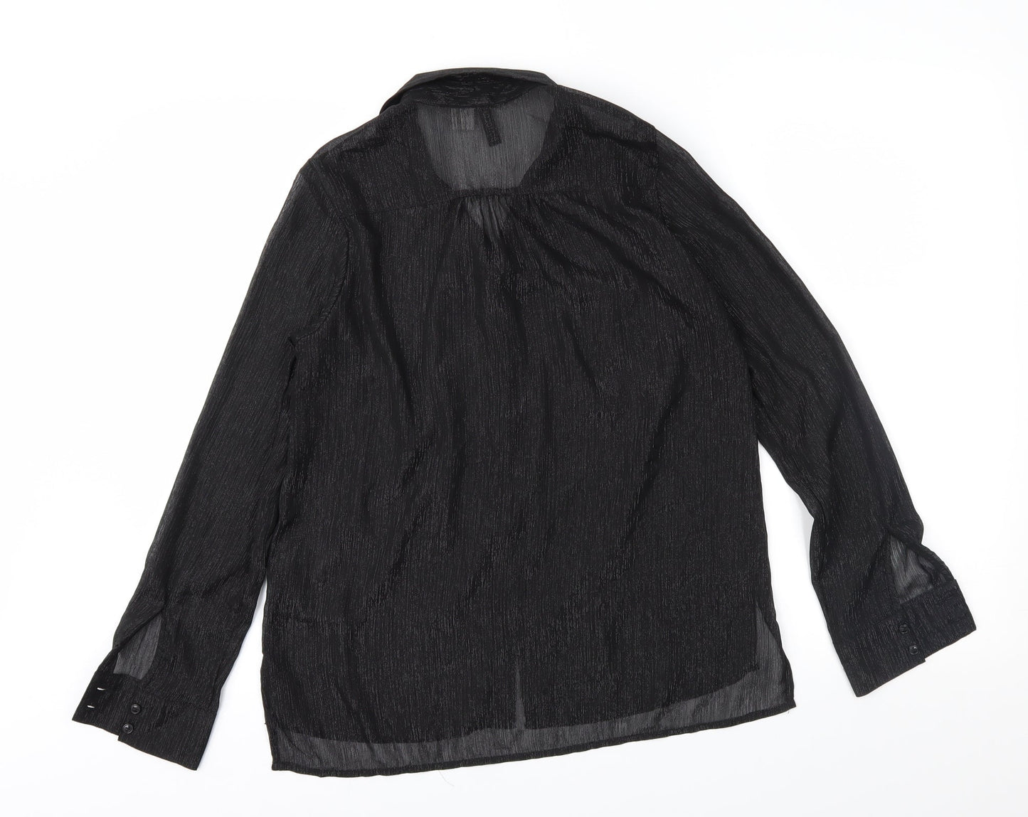 Womens UK Size 10 H&M Black Basic Button-Up