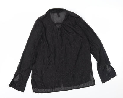 Womens UK Size 10 H&M Black Basic Button-Up