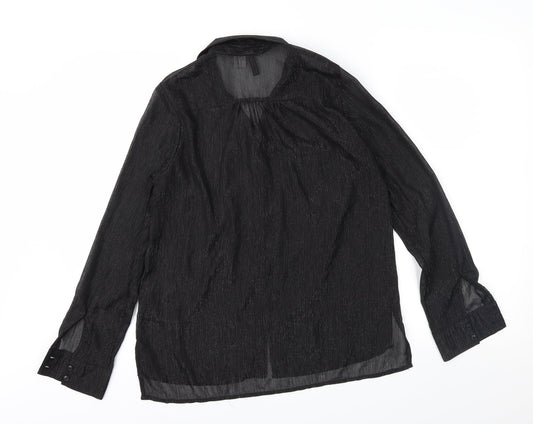 Womens UK Size 10 H&M Black Basic Button-Up