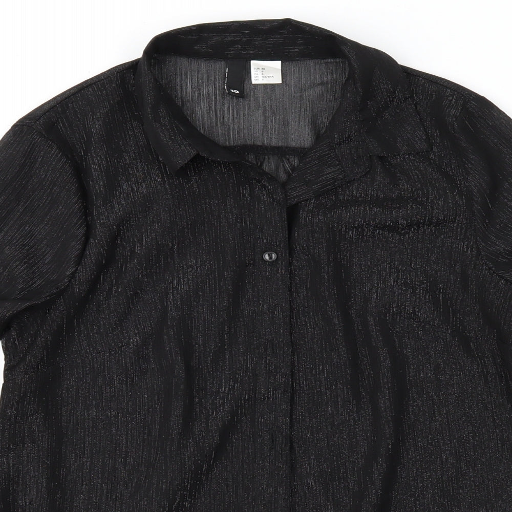Womens UK Size 10 H&M Black Basic Button-Up
