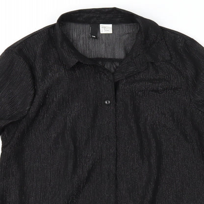 Womens UK Size 10 H&M Black Basic Button-Up
