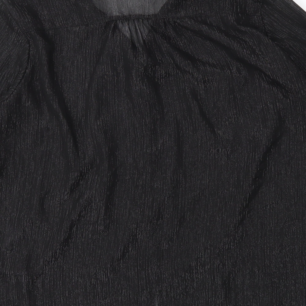 Womens UK Size 10 H&M Black Basic Button-Up