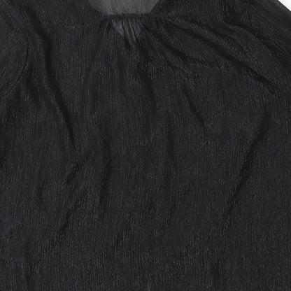 Womens UK Size 10 H&M Black Basic Button-Up