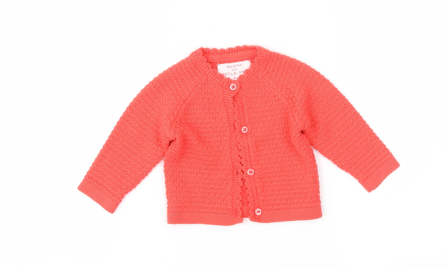 F&F Girls Orange   Cardigan Jumper Size 0-3 Months