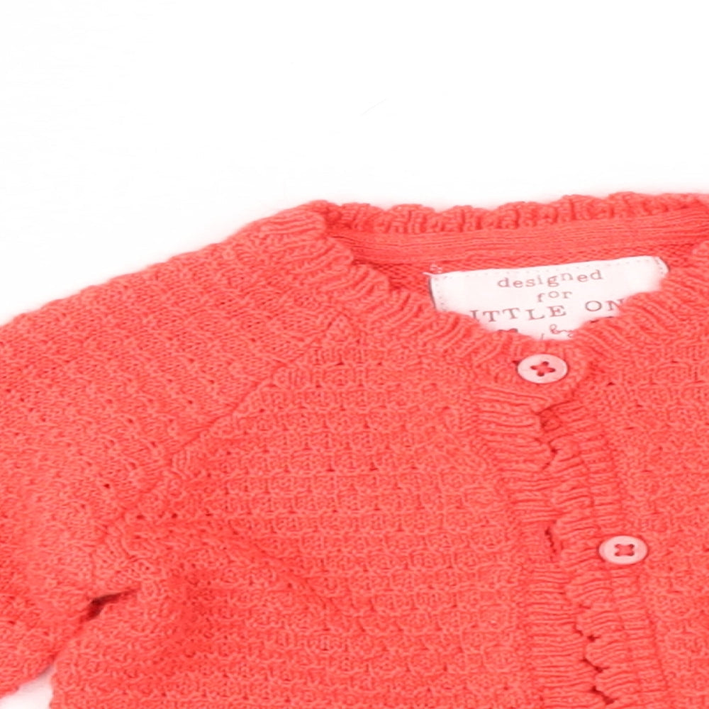 F&F Girls Orange   Cardigan Jumper Size 0-3 Months