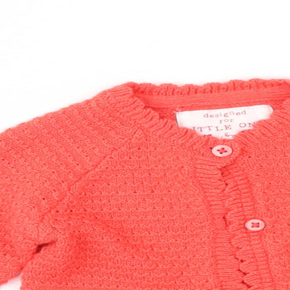 F&F Girls Orange   Cardigan Jumper Size 0-3 Months